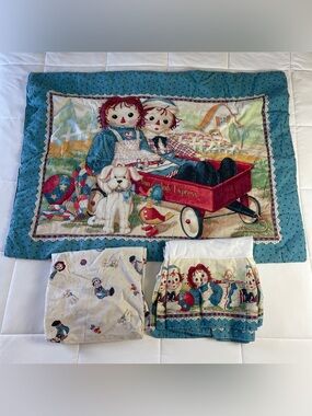 Vintage Springmaid Raggedy Ann Andy Crib Blanket Fitted Sheet Bed Skirt Set